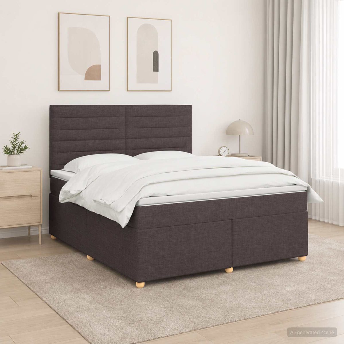 Boxspringbed met matras Donkerbruin 140 x 190 cm Stof