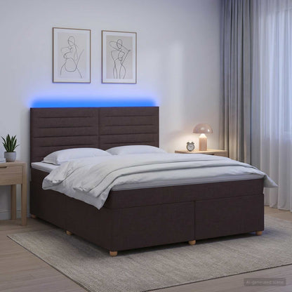 Boxspringbed met matras Donkerbruin 140 x 190 cm Stof