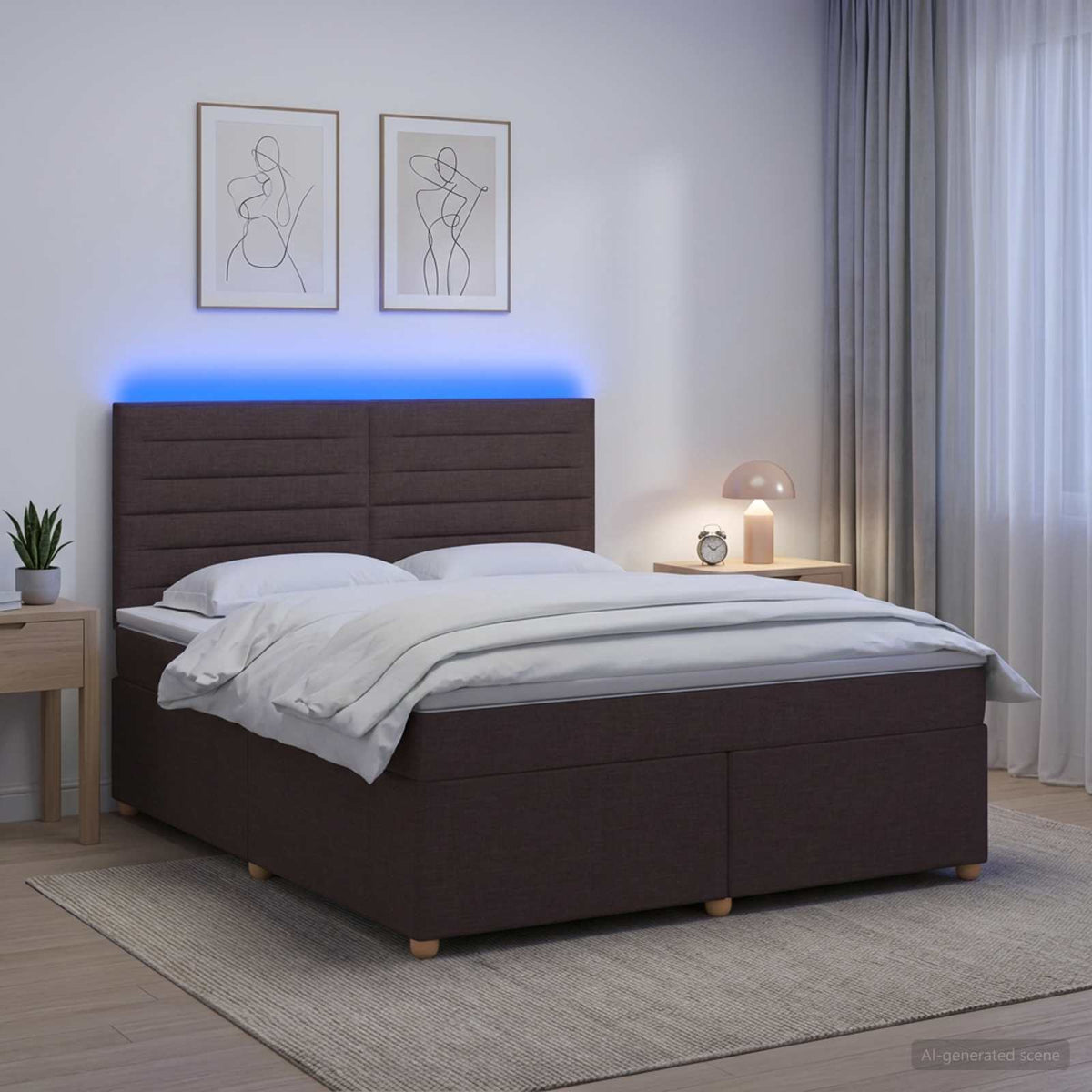 Boxspringbed met matras Donkerbruin 160 x 200 cm Stof