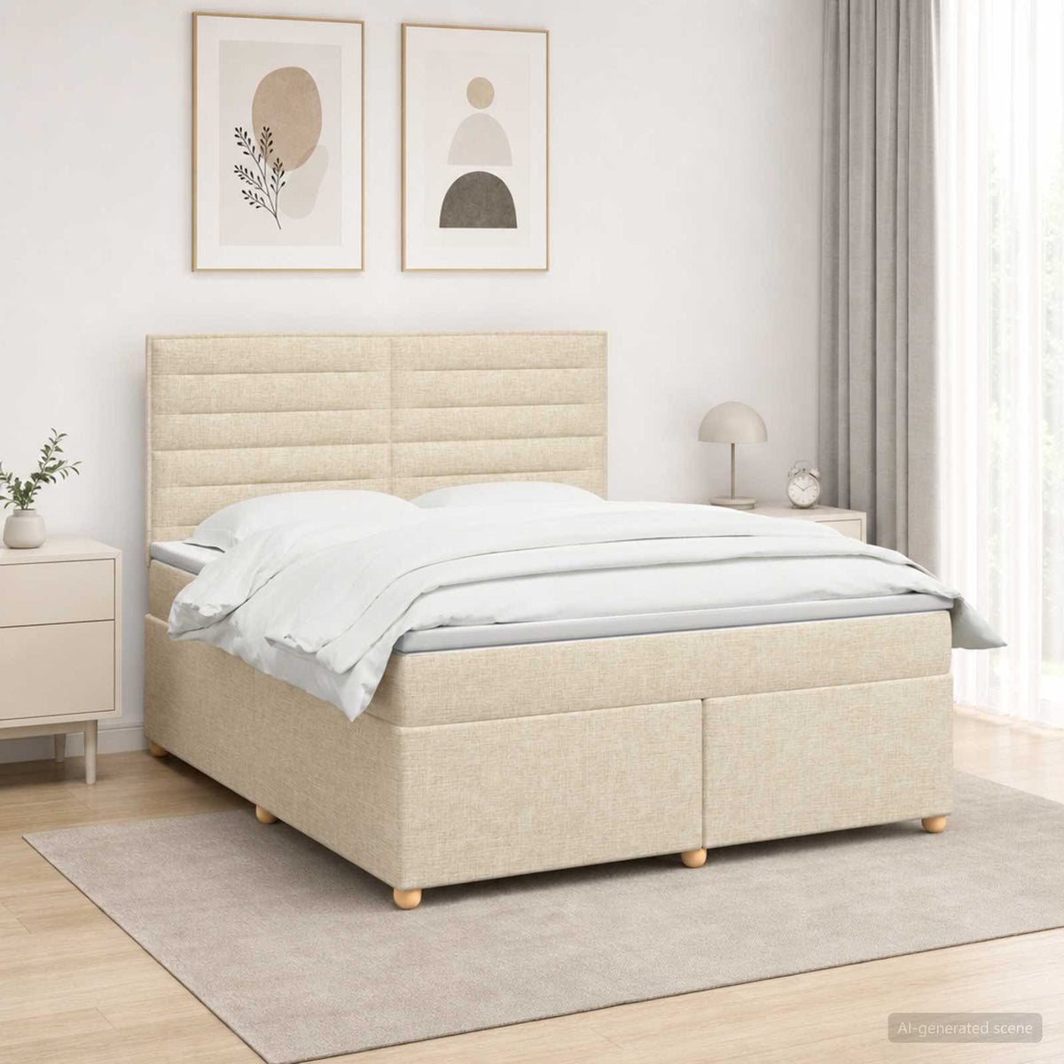 Boxspringbed met matras Crèmekleurig 180 x 200 cm Stof