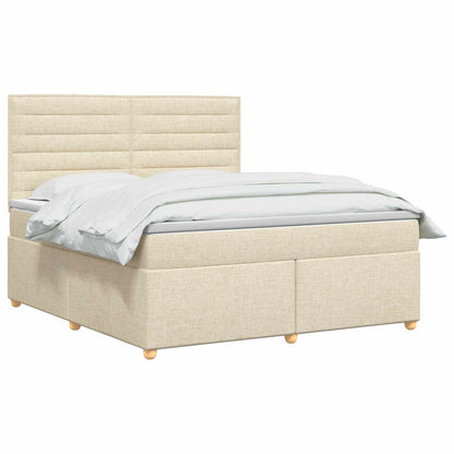 Boxspringbed met matras Crèmekleurig 180 x 200 cm Stof