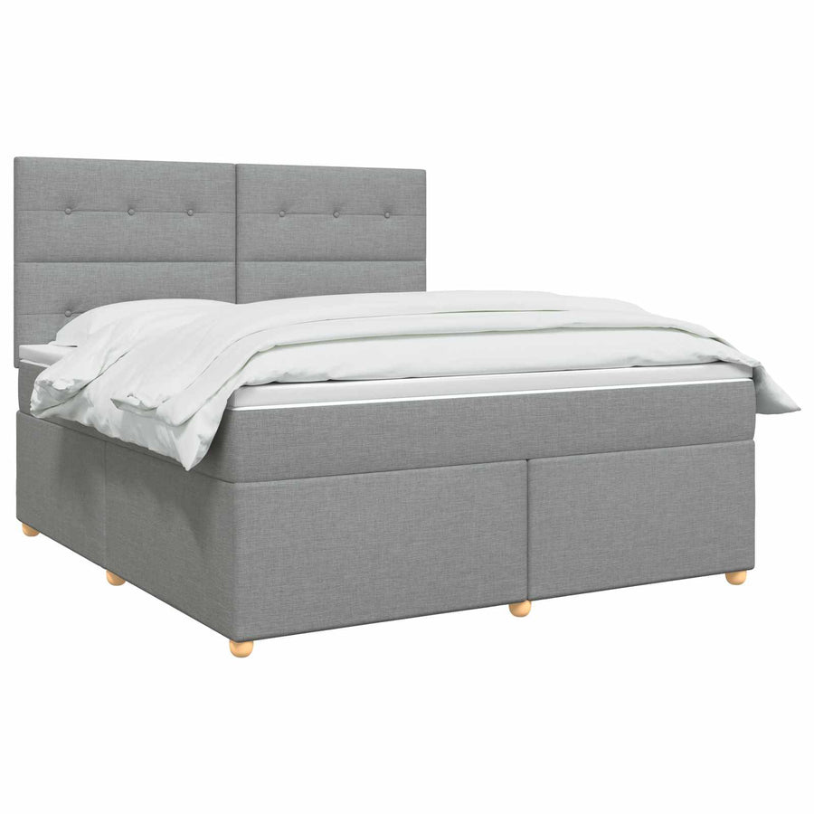 Boxspringbed met matras Lichtgrijs 180 x 200 cm Stof