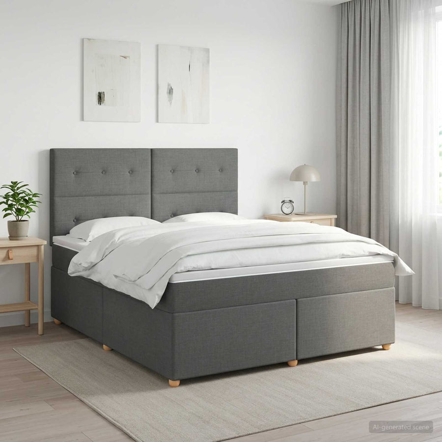 Boxspringbed met matras Donkergrijs 180 x 200 cm Stof