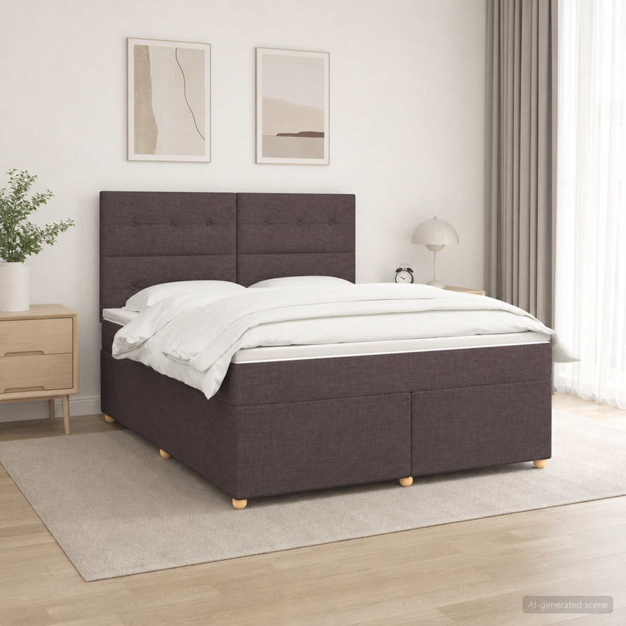 Boxspringbed met matras Donkerbruin 180 x 200 cm Stof