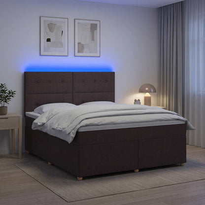 Boxspringbed met matras Donkerbruin 180 x 200 cm Stof