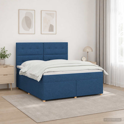 Boxspringbed met matras met hoofdeinde Blauw 180 x 200 cm Stof