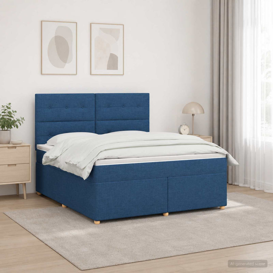 Boxspringbed met matras met hoofdeinde Blauw 180 x 200 cm Stof