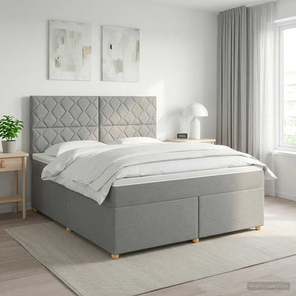 Boxspringbed met matras Lichtgrijs 160 x 200 cm Stof