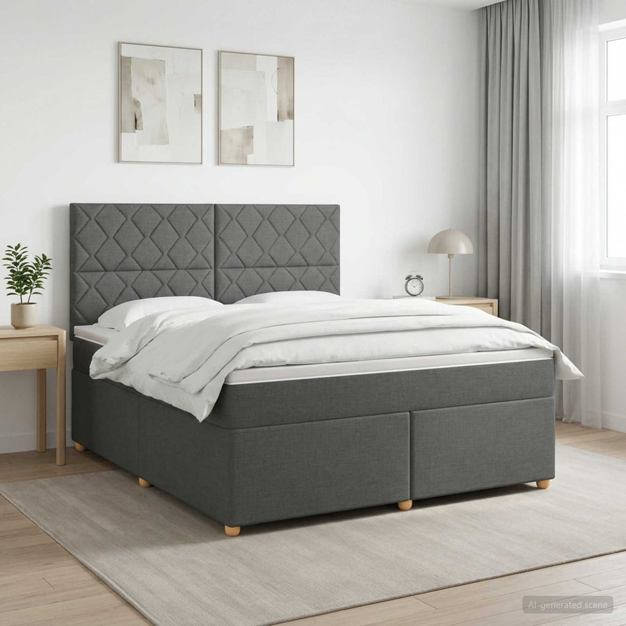 Boxspringbed met matras Donkergrijs 140 x 190 cm Stof