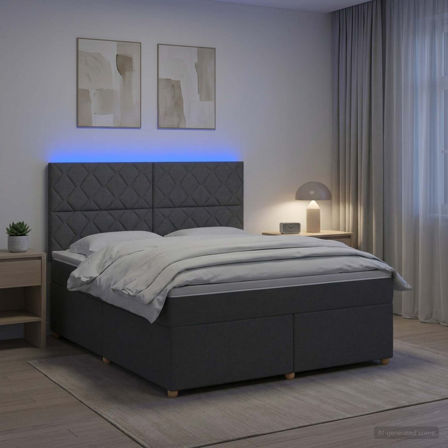 Boxspringbed met matras Donkergrijs 180 x 200 cm Stof
