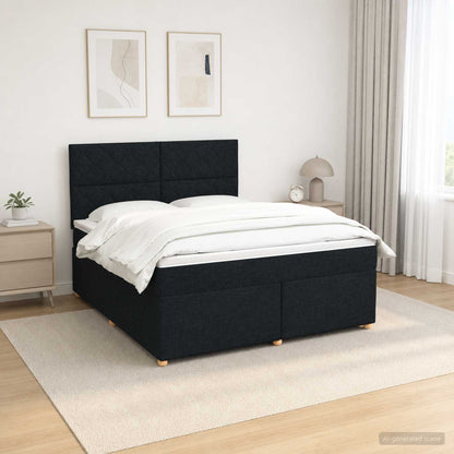 Boxspringbed met matras met hoofdeinde Zwart 140 x 200 cm Stof