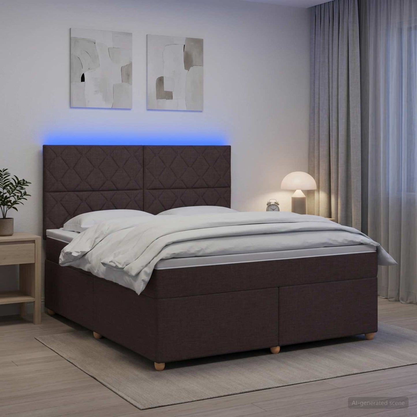 Boxspringbed met matras Donkerbruin 140 x 190 cm Stof