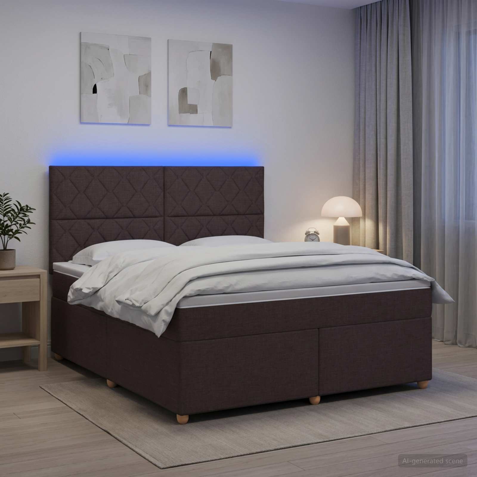 Boxspringbed met matras Donkerbruin 140 x 190 cm Stof