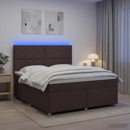 Boxspringbed met matras Donkerbruin 140 x 190 cm Stof