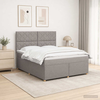 Boxspringbed met matras met hoofdeinde Taupe 140 x 200 cm Stof