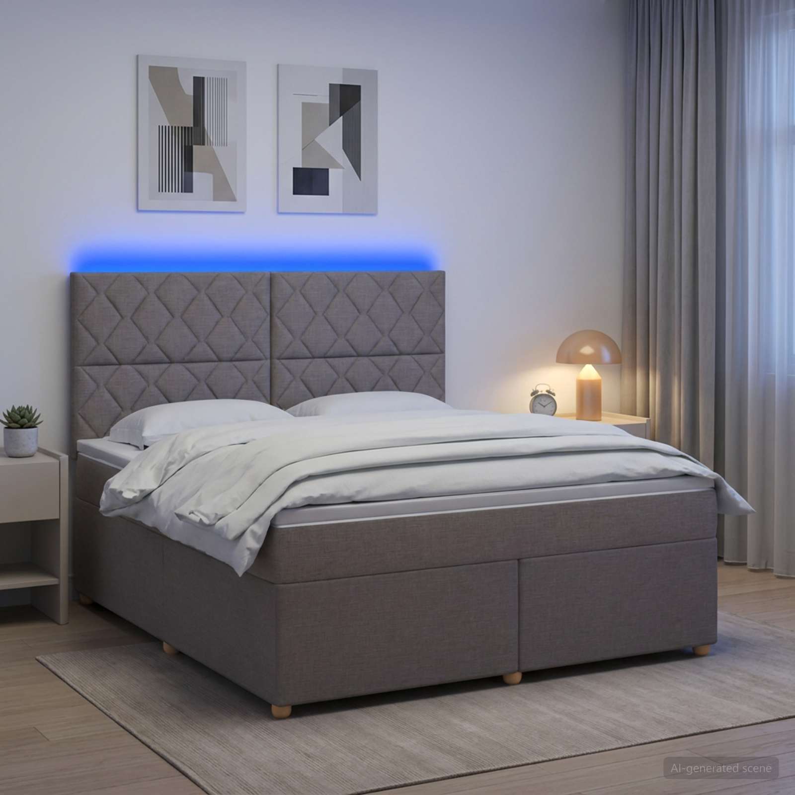 Boxspringbed met matras met hoofdeinde Taupe 180 x 200 cm Stof