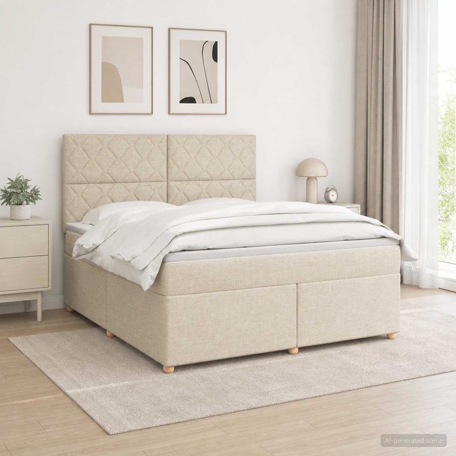 Boxspringbed met matras Crèmekleurig 180 x 200 cm Stof