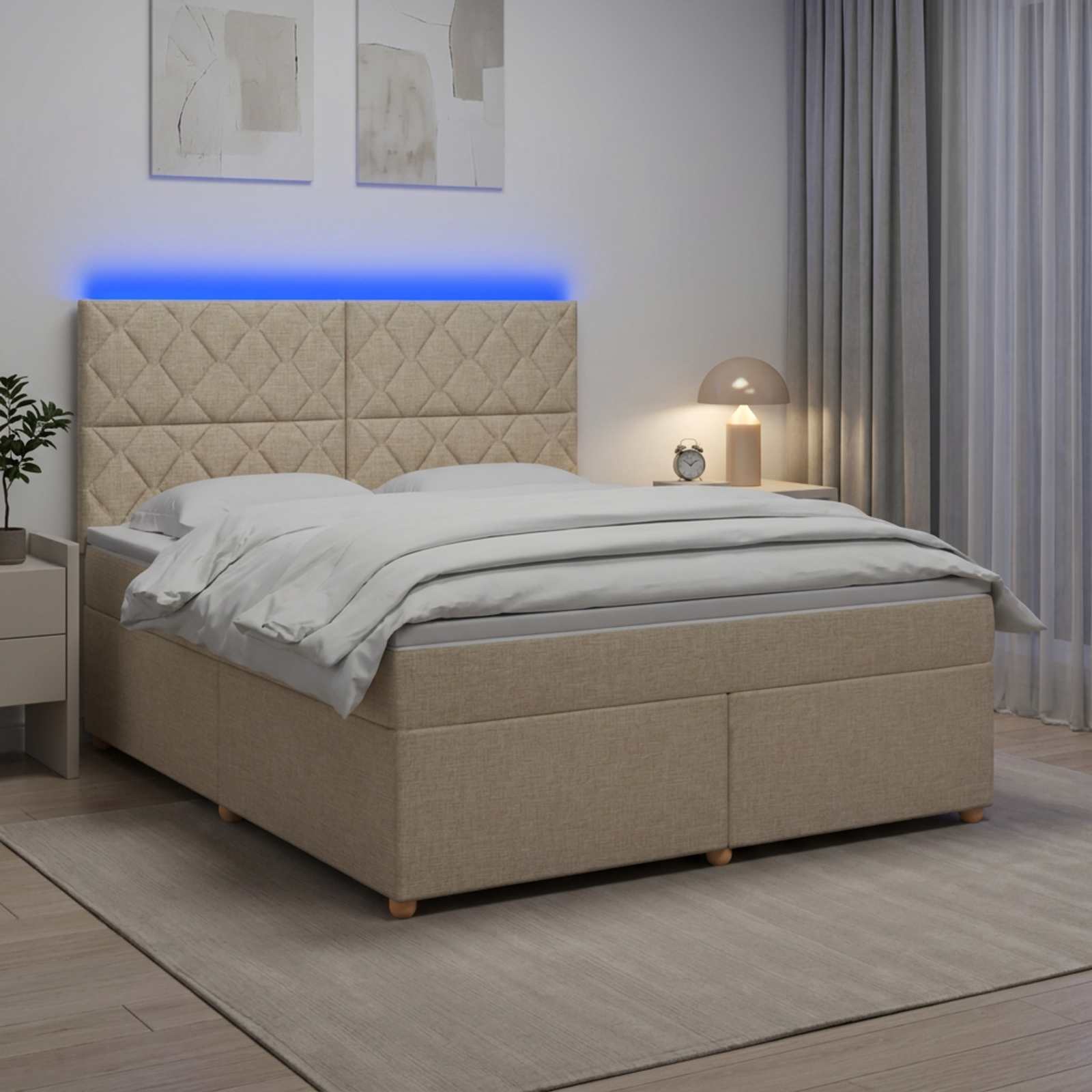 Boxspringbed met matras Crèmekleurig 180 x 200 cm Stof