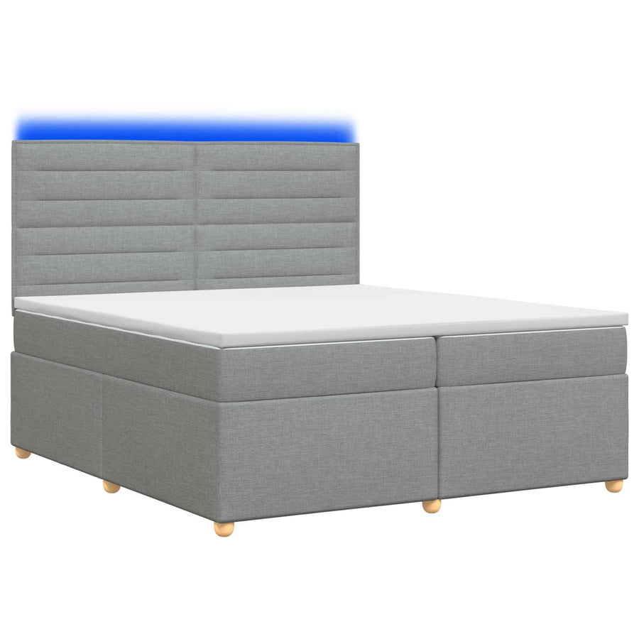 Boxspringbed met matras Lichtgrijs 200 x 200 cm Stof