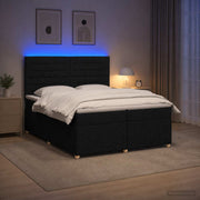 Boxspringbed 200x200 cm zwart met matras en LED hoofdeinde