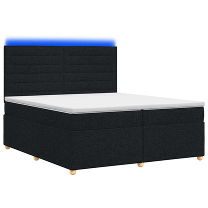 Boxspringbed met matras met hoofdeinde Zwart 200 x 200 cm Stof