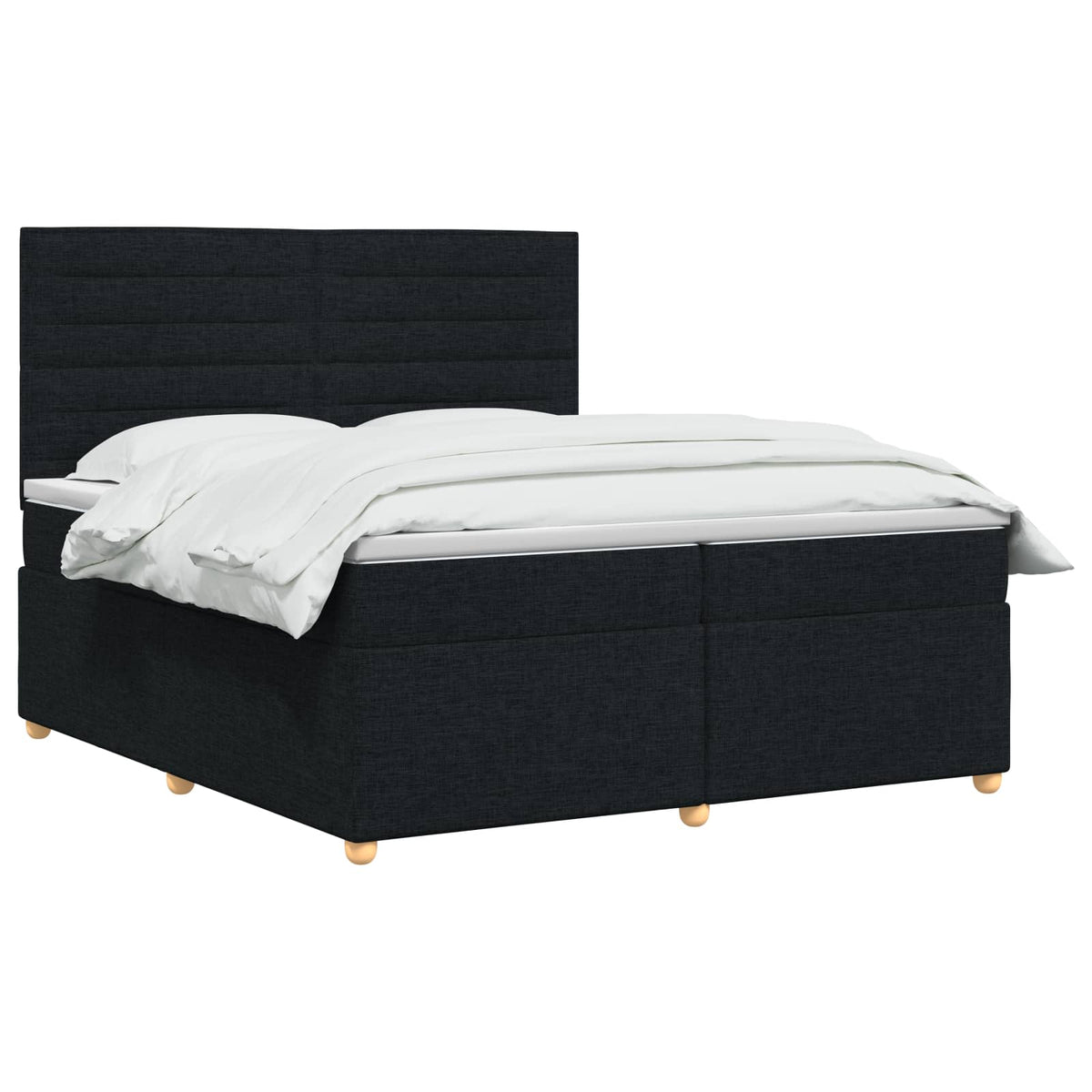 Boxspringbed met matras met hoofdeinde Zwart 200 x 200 cm Stof