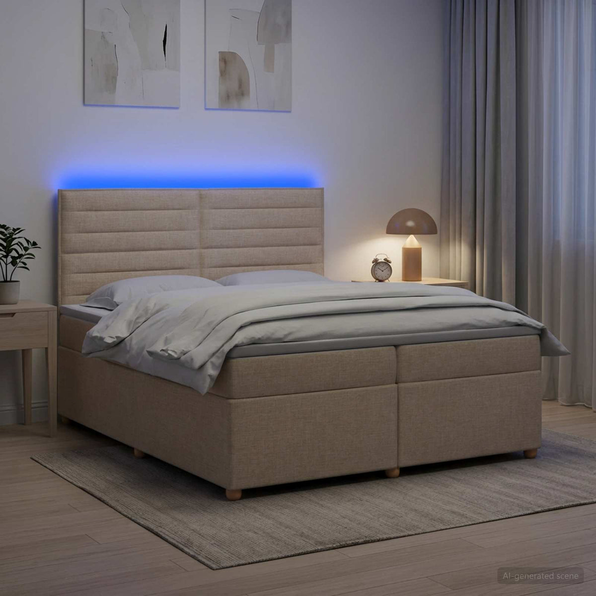 Boxspringbed met matras Crèmekleurig 200 x 200 cm Stof