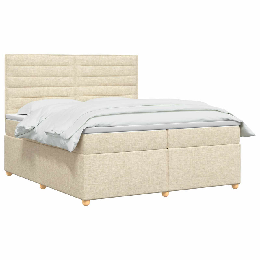 Boxspringbed met matras Crèmekleurig 200 x 200 cm Stof