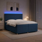 Boxspringbed 200x200 cm blauw met matras en hoofdeinde
