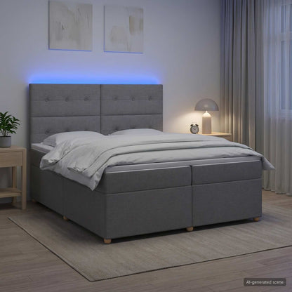 Boxspringbed met matras Lichtgrijs 200 x 200 cm Stof
