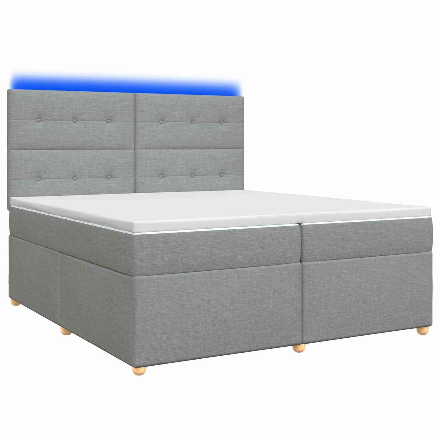 Boxspringbed met matras Lichtgrijs 200 x 200 cm Stof