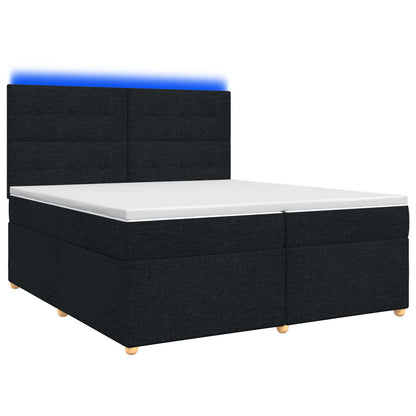 Boxspringbed met matras met hoofdeinde Zwart 200 x 200 cm Stof