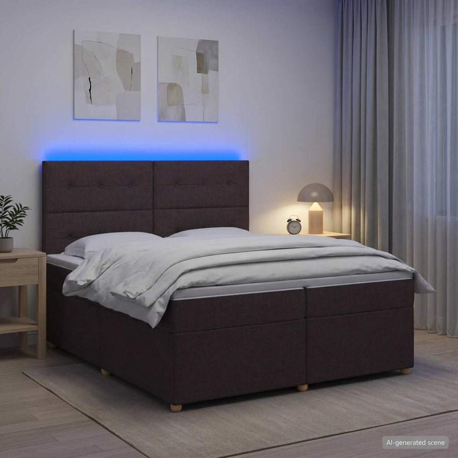 Boxspringbed met matras Donkerbruin 200 x 200 cm Stof