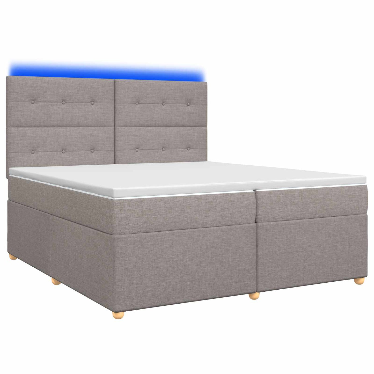 Boxspringbed met matras met hoofdeinde Taupe 200 x 200 cm Stof