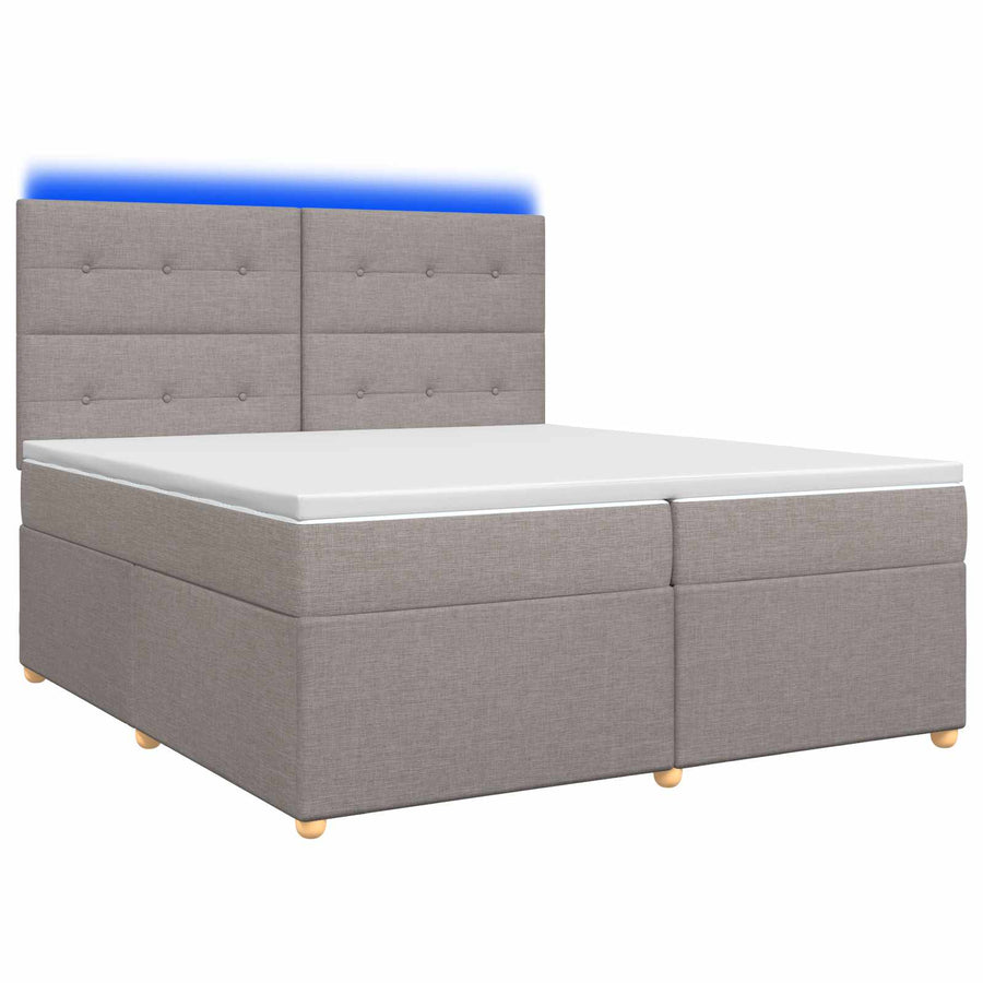 Boxspringbed met matras met hoofdeinde Taupe 200 x 200 cm Stof