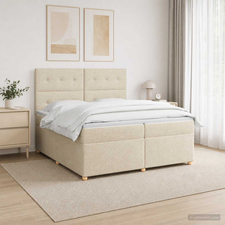 Boxspringbed met matras Crèmekleurig 200 x 200 cm Stof