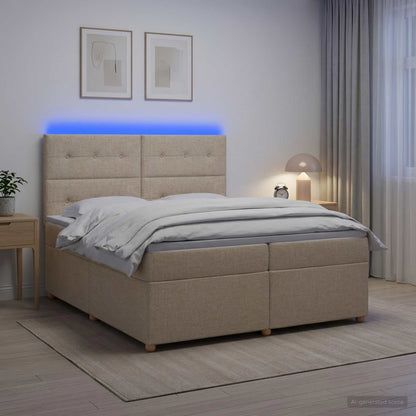 Boxspringbed met matras Crèmekleurig 200 x 200 cm Stof
