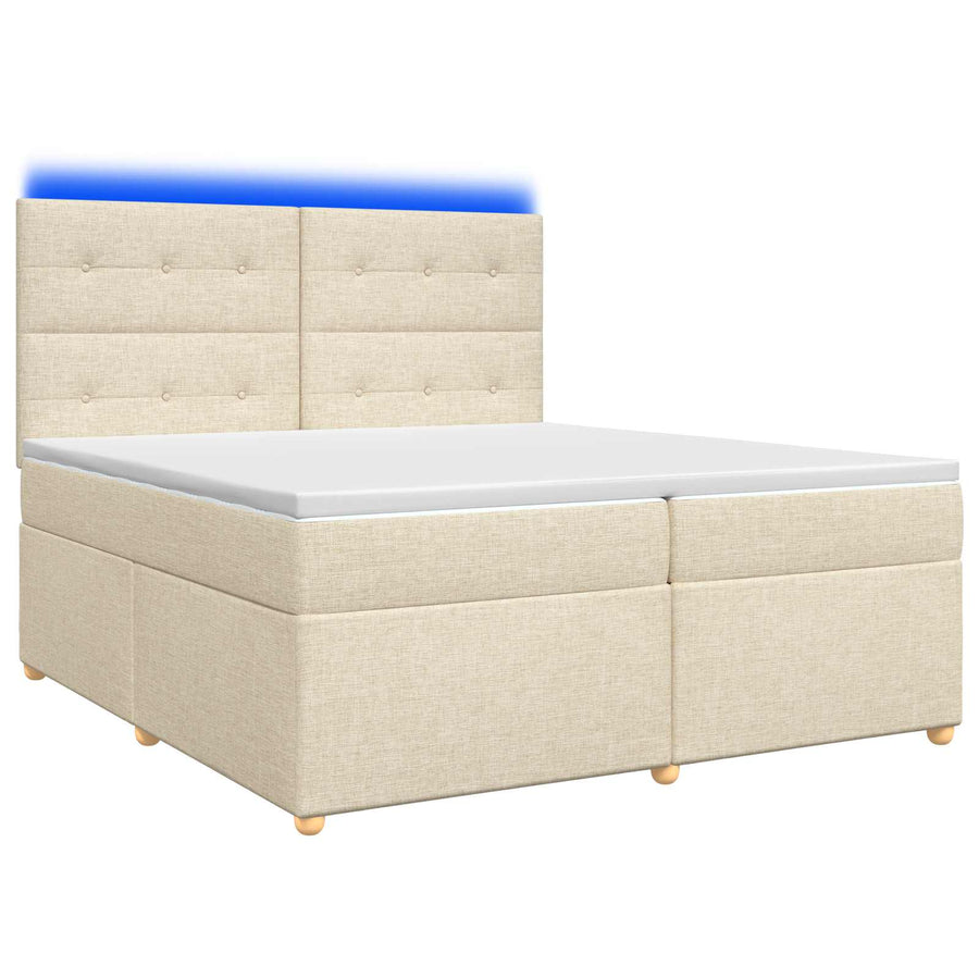 Boxspringbed met matras Crèmekleurig 200 x 200 cm Stof