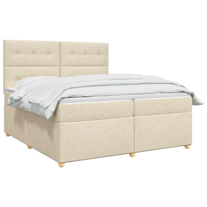 Boxspringbed met matras Crèmekleurig 200 x 200 cm Stof