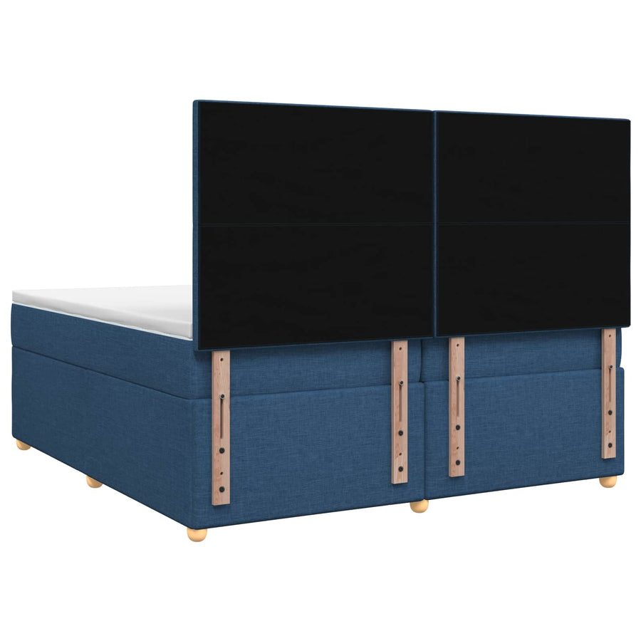 Boxspringbed met matras met hoofdeinde Blauw 200 x 200 cm Stof