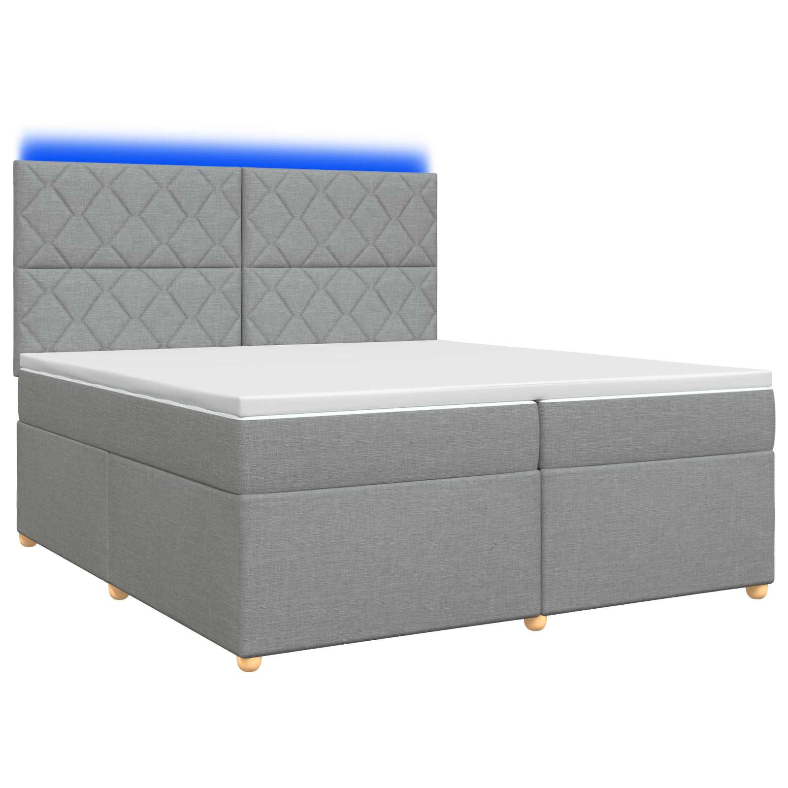 Boxspringbed met matras Lichtgrijs 200 x 200 cm Stof