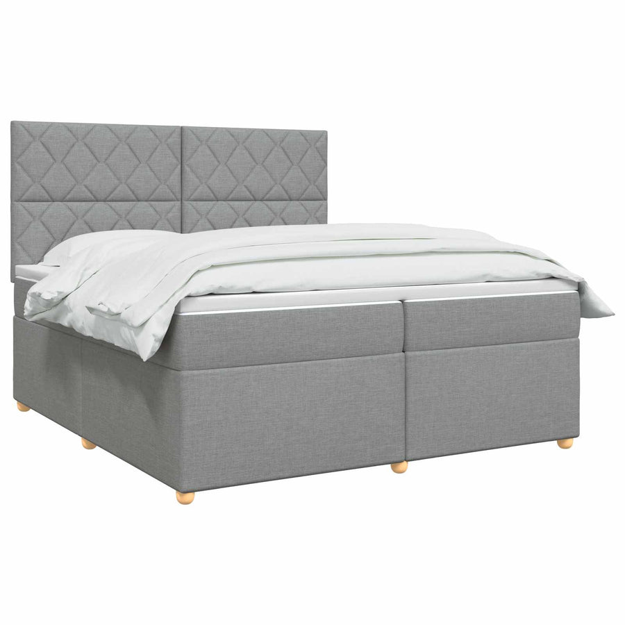 Boxspringbed met matras Lichtgrijs 200 x 200 cm Stof