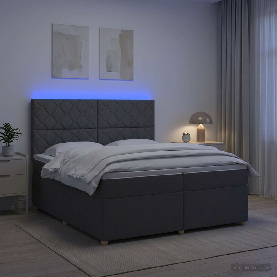 Boxspringbed met matras Donkergrijs 200 x 200 cm Stof