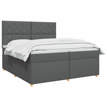 Boxspringbed met matras Donkergrijs 200 x 200 cm Stof