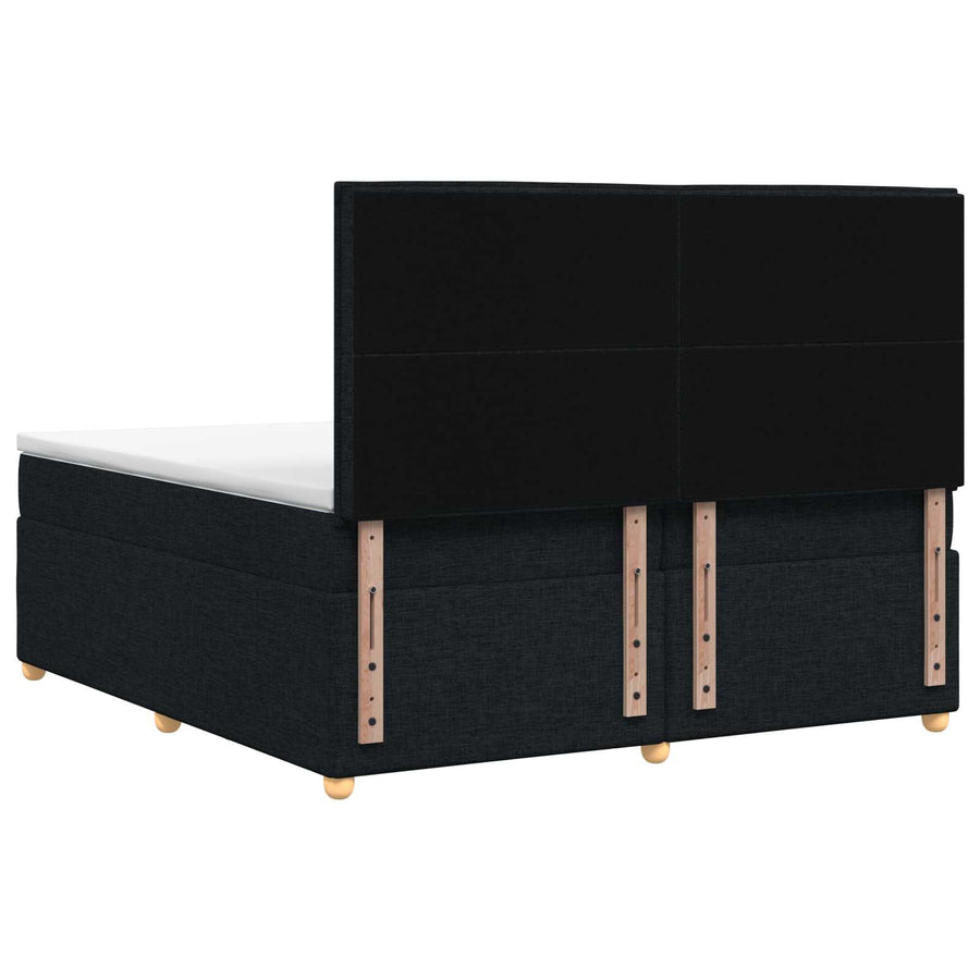 Boxspringbed met matras met hoofdeinde Zwart 200 x 200 cm Stof