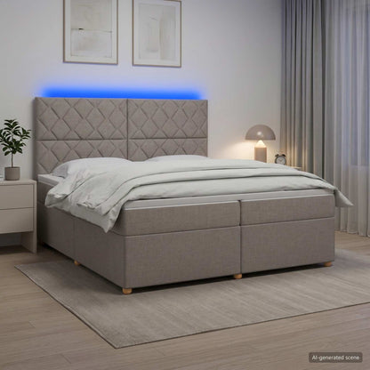 Boxspringbed met matras met hoofdeinde Taupe 200 x 200 cm Stof