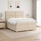 Boxspringbed met matras Crèmekleurig 200 x 200 cm Stof
