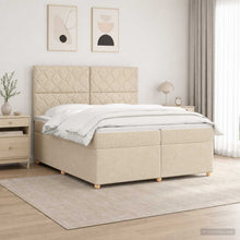 Boxspringbed met matras Crèmekleurig 200 x 200 cm Stof