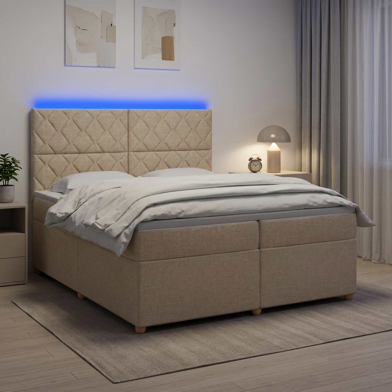 Boxspringbed met matras Crèmekleurig 200 x 200 cm Stof