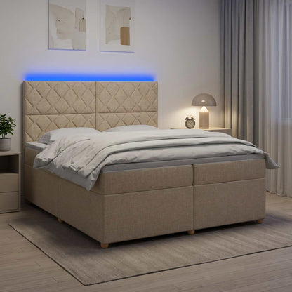 Boxspringbed met matras Crèmekleurig 200 x 200 cm Stof